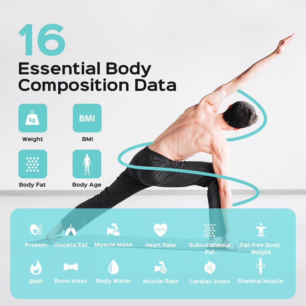 Fitdays Bathroom Scale, Smart Bluetooth Body Weight Scale, High-Precise 16  Body Indicators, Tracks Heart Rate, Body Weight, BMI,  BMR, Fitness tracking, up to 24 Users