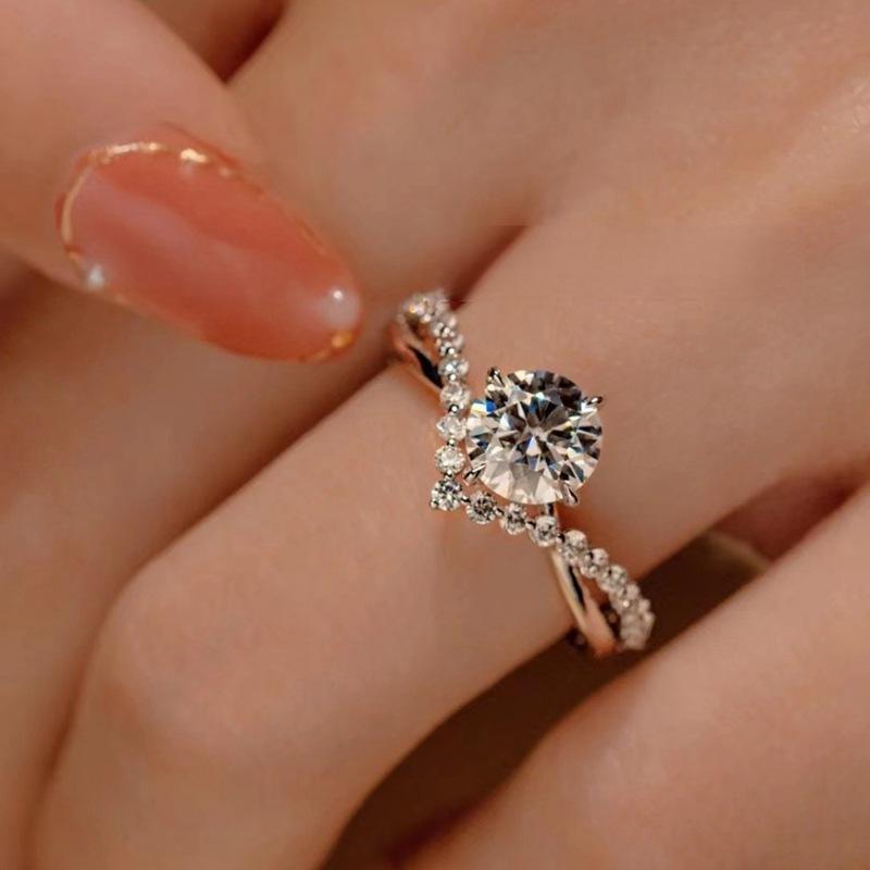 1CT 925 Sterling Silver Ring Princess Crown Design  Promise Ring Engagement Wedding Gift Solitaire Ring Unique Rings