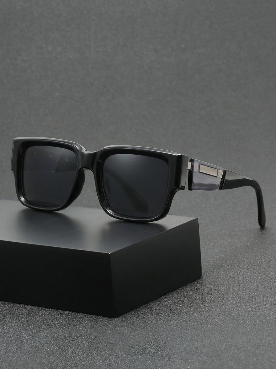 New Retro High-End Square Fashion Sunglasses, Unique Blue Thick Frame, Versatile Simple Personality, Stylish Unisex Eyewear