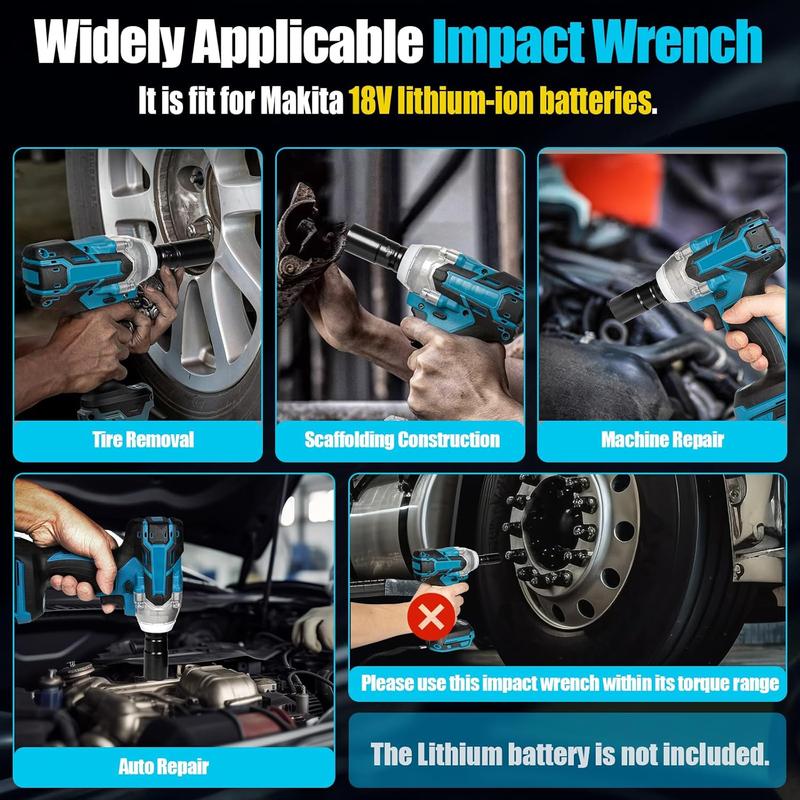 1/2 Cordless Impact Wrench,3-In-1 High Torque Impact Gun With 2x 3000mah Li-lon Battery,5 Impact Sockets,8 Drills,10 Screws And Tool Case,Impact Tools For Car Lug Nuts