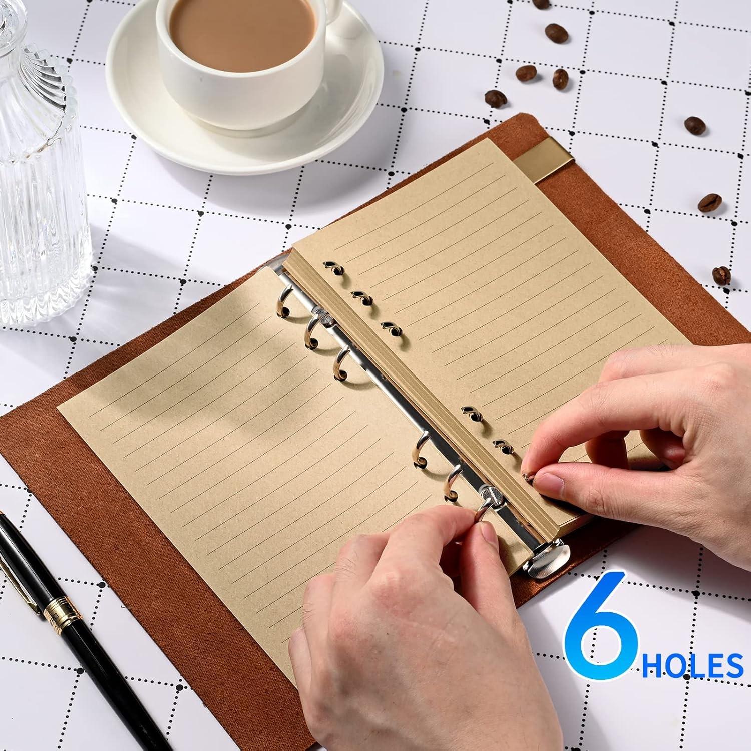 A6 Vintage Style Binder Inserts, 90 Sheets (180 Pages) 7mm Grid Paper, Smooth Writing, Durable, Versatile Use, Suitable for 6-Ring Binders and Travel Notebooks