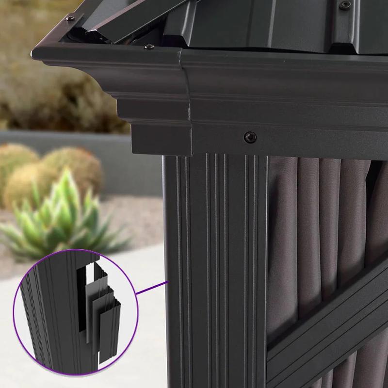 PURPLE LEAF 12' x 16' Patio Gazebo For Backyard | Hardtop Galvanized Steel Grey Frame With Upgrade Curtain
