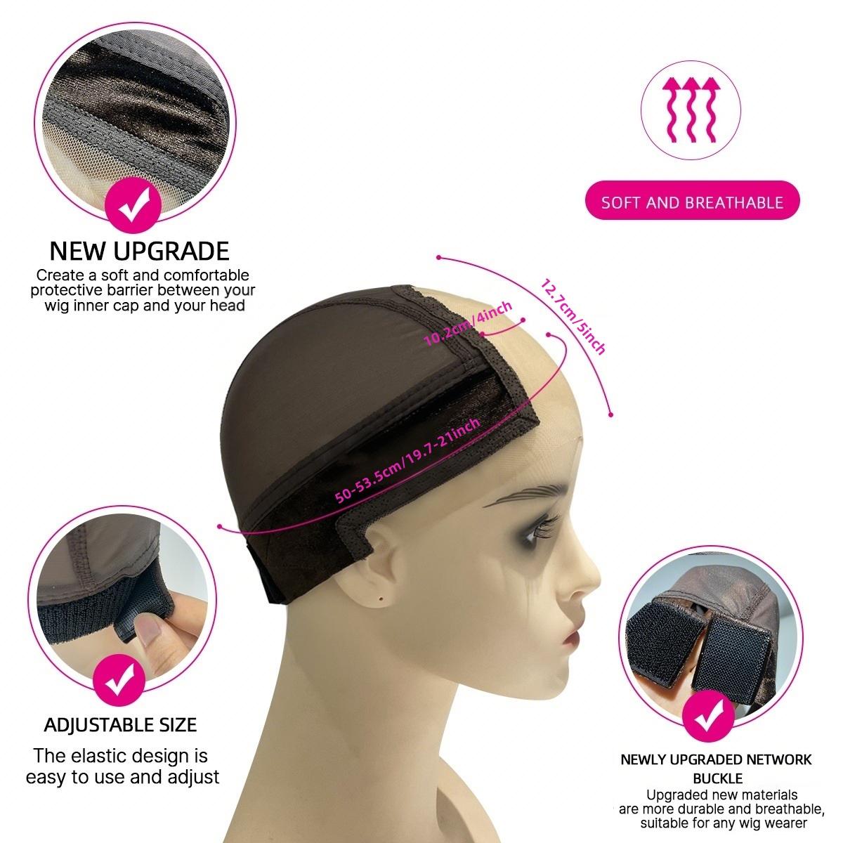 Wig Cap with Grip Band for Keeping Wigs in Place, 1-Count Adjustable Dome Mesh Cap with Exposed Ears, Non-Slip Cap to Wear Wigs Glueless, Hair Accessory