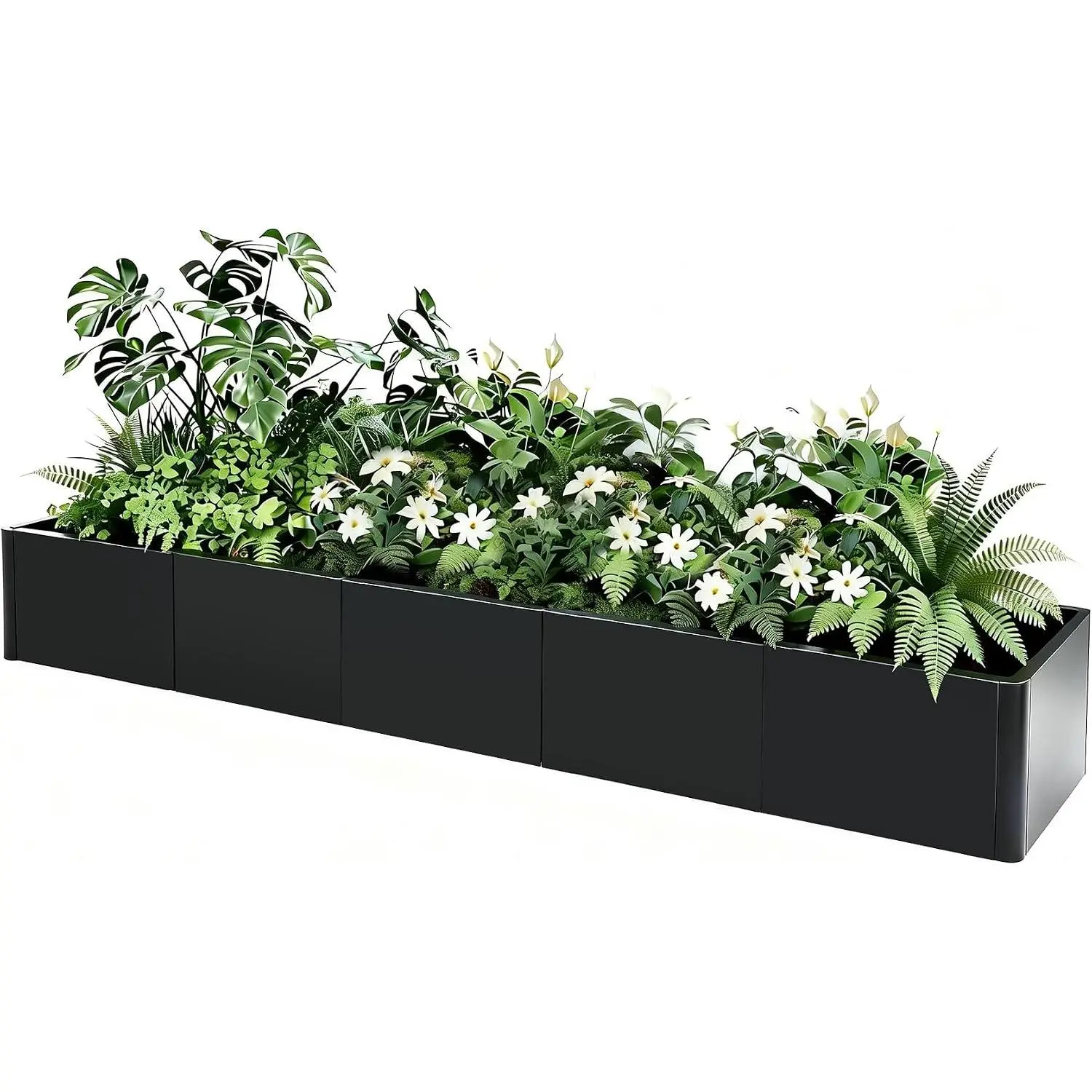 70"x 20" Extra Long Metal Planter Box with Drainage Holes & Rounded Corners, Complete Commercial Raised Garden Bed Kit, Heavy Duty Steel, Snap-On Assembly for Patio, Balcony & Landscaping