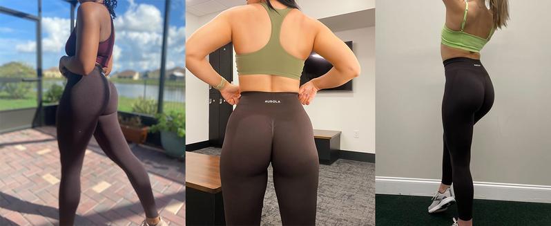 AUROLA 2 Pieces Set Intensify Workout Leggings for Women ,Seamless Scrunch Tights Tummy Control Pants