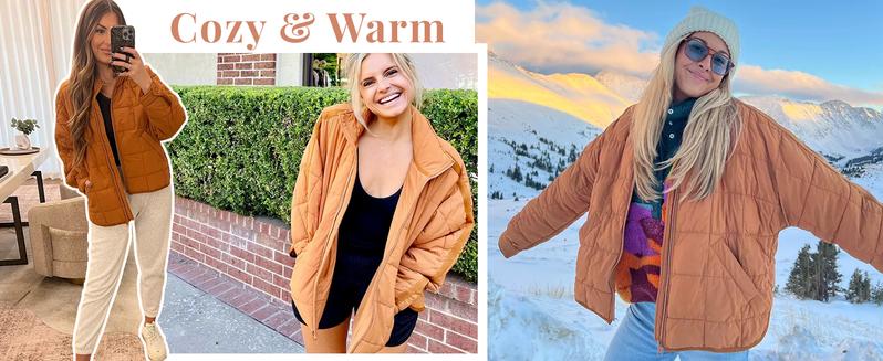 SCUSTY Women's Quilted Puffer Jacket Long Sleeve Zip Up Oversized Lightweight Padded Down Coat Outerwear TikTokShopBlackFriday SCUSTY Women's Quilted Puffer Jacket Long Sleeve Zip Up Oversized Lightweight Padded Down Coat Outerwear TikTokShopBlackFriday