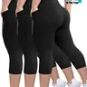 Women's High Waist Slim-Fit Capri Pants, 3-Pack Set, Stretchy Yoga Bottoms, Soft & Comfortable, Multiple Colors Available
