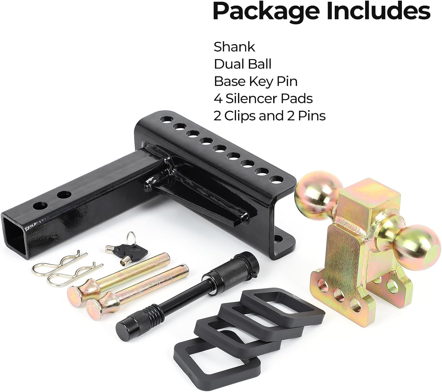 Adjustable Trailer Hitch Ball,Heavy Duty Towing Hitch,8 Inch Drop/Rise Mount Fit 2 Inch Receiver, 2" and 2-5/16" Dual Ball,Include 2 Anti-Theft Locks  pin Lockable tow Boating Accessories Boat Fenders for jeep car truck