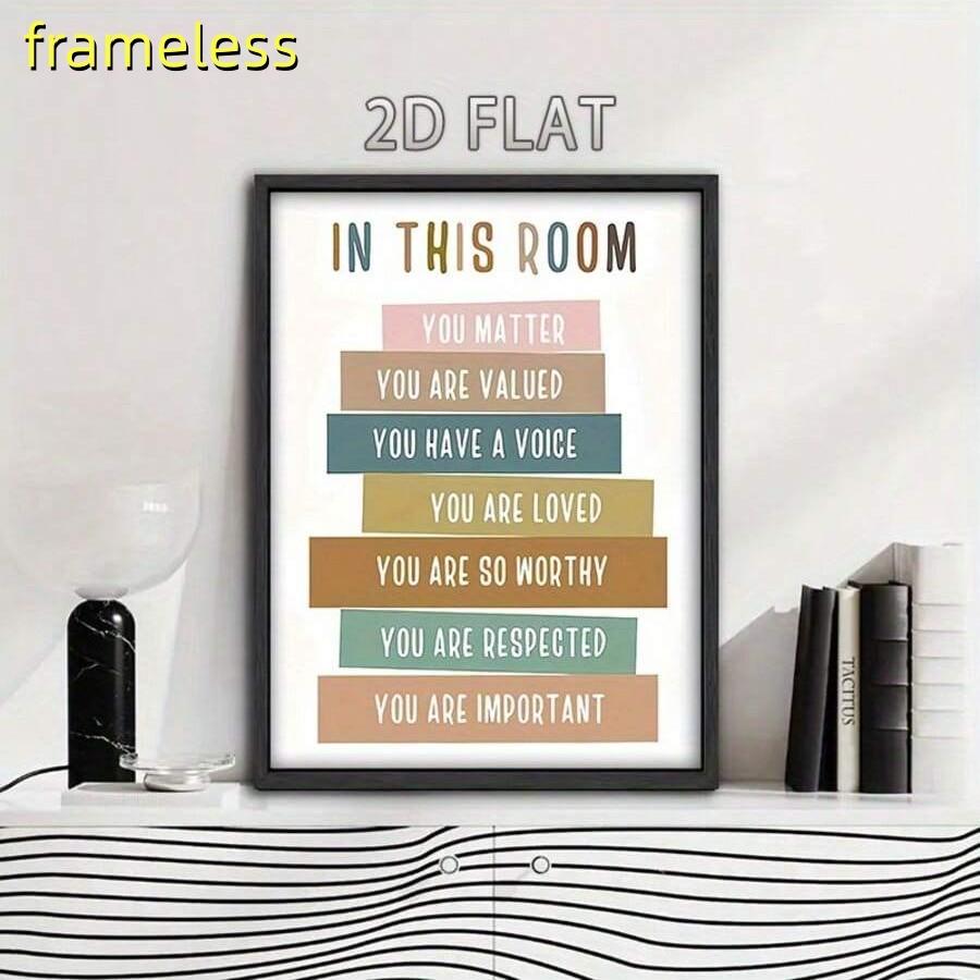 1 color logo encouraging and inspiring canvas poster, simple home decoration 2D flat printing frameless painting