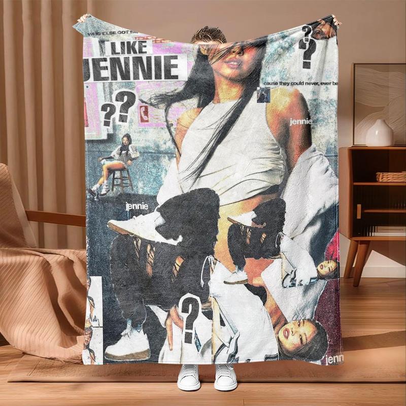 Trendy Patchwork Flannel Blanket, Portable Nap Blanket for All Seasons, Office Sofa Bed Car Plane Warm Blanket