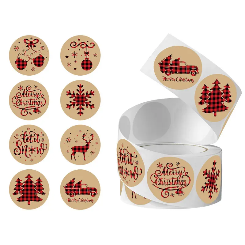 Kraft paper roll Christmas stickers gift decoration Christmas adhesive labels sealing stickers