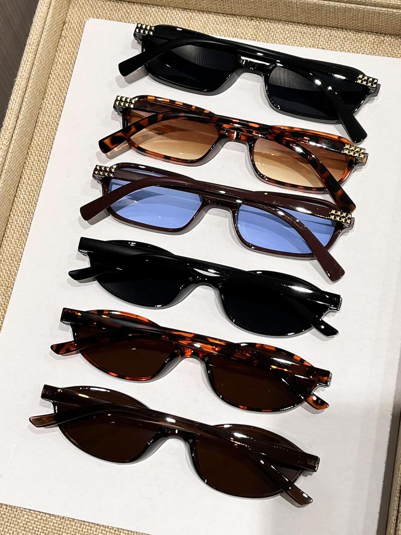 6 Pairs Small-Frame Trendy Vintage Sunglasses for Men and Women, Stylish Travel Sunglasses for Everyday Use, Versatile UV-Protection Glasses