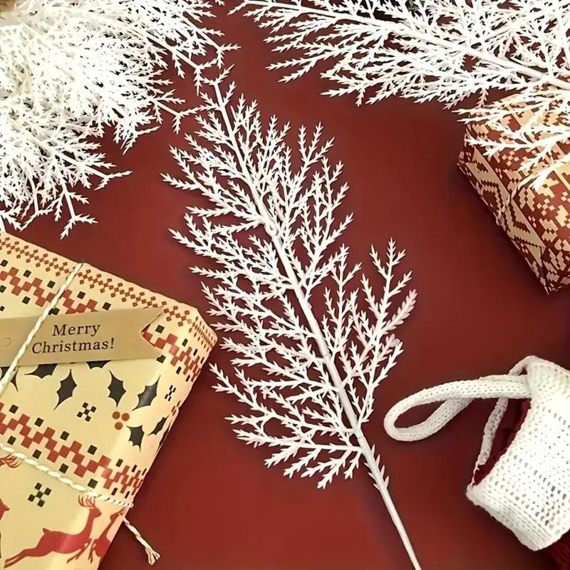 12pcs Christmas Decorative Flowers, Artificial Pine Branches, Festive Greenery Bouquets, DIY Garland Supplies, Seasonal Holiday Ornaments