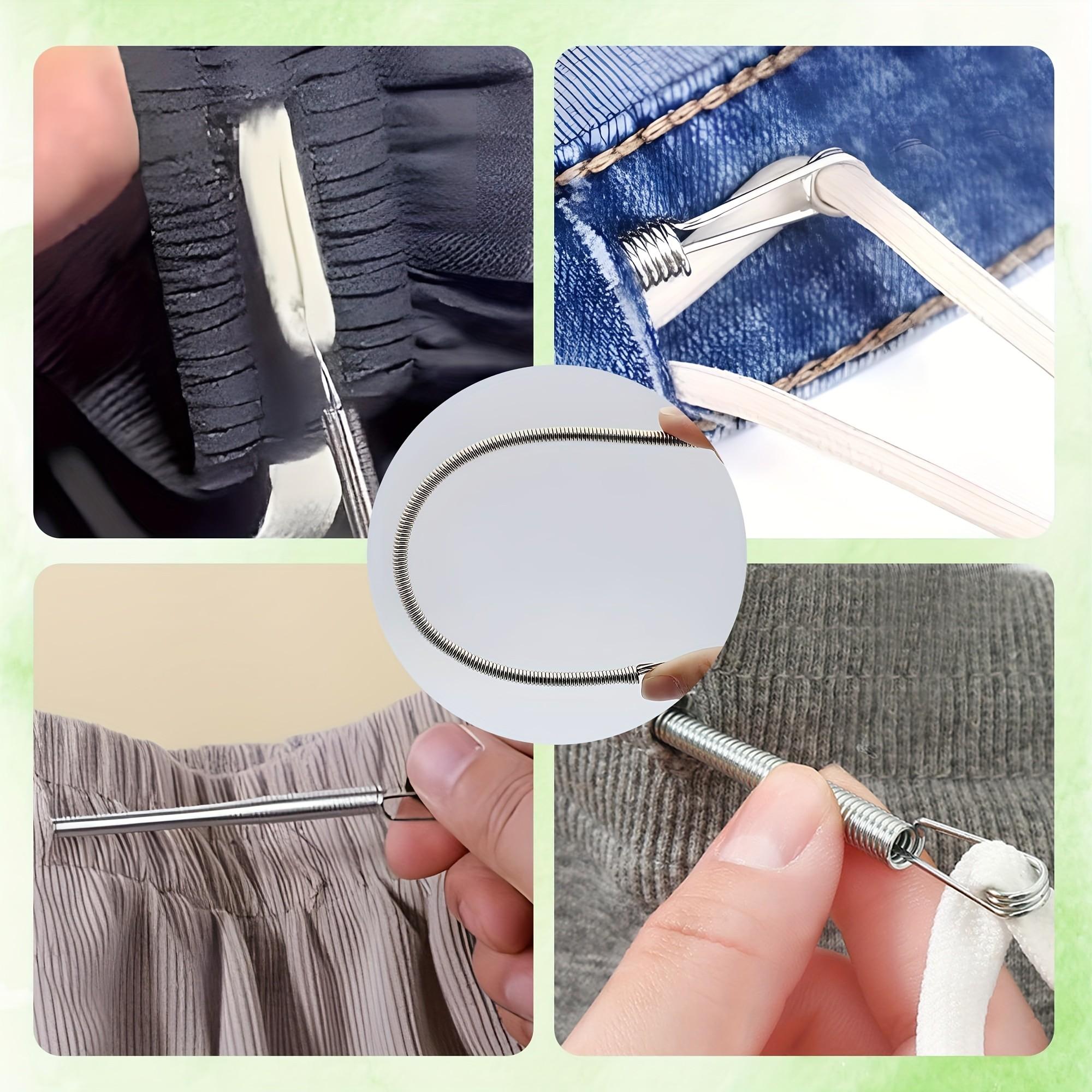 Spring Loaded Drawstring Threader Tool 4pcs, Stainless Steel Elastic Cord Rope Repair Clip, Easy DIY Replacement for Pants Hoodies Sweatpants Shorts