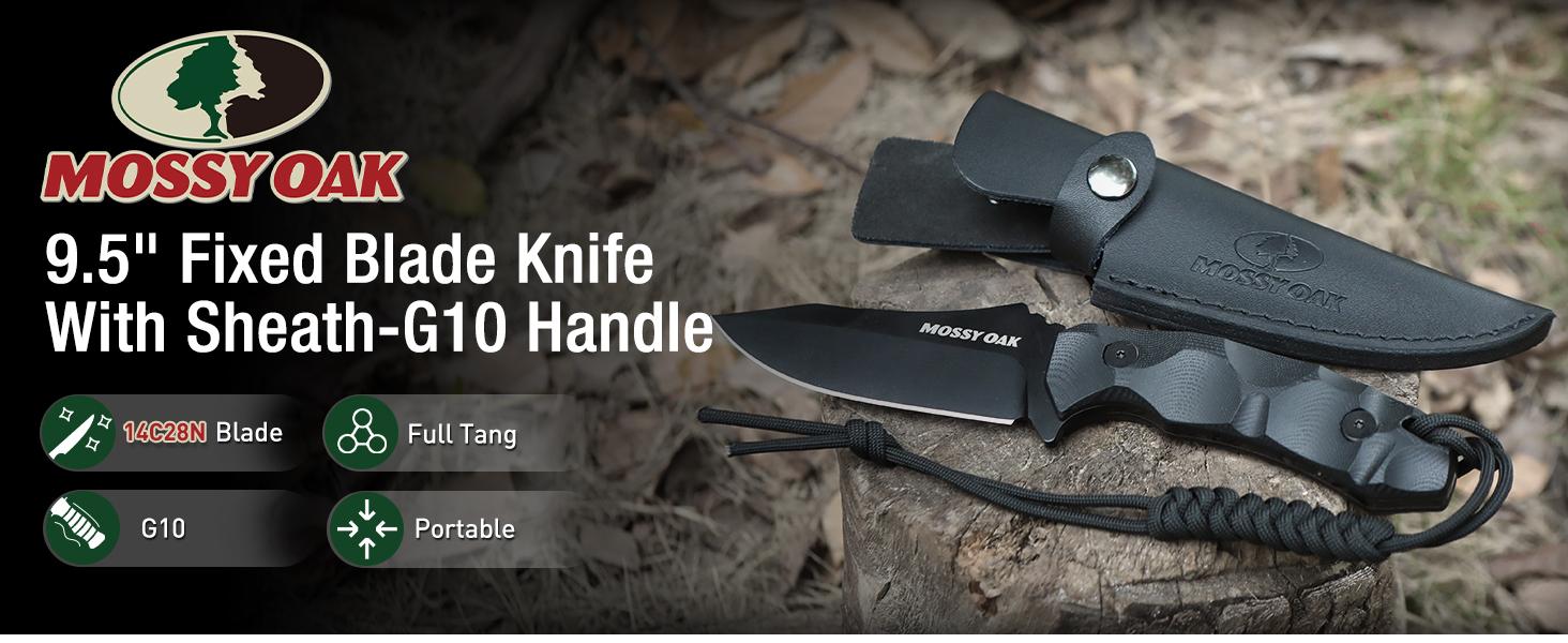 #JumpstartSale MOSSY OAK Fixed Blade Knife, 14C28N Full Tang Tanto Knife with Sheath for Survival, Camping, Hiking, Tactical Use