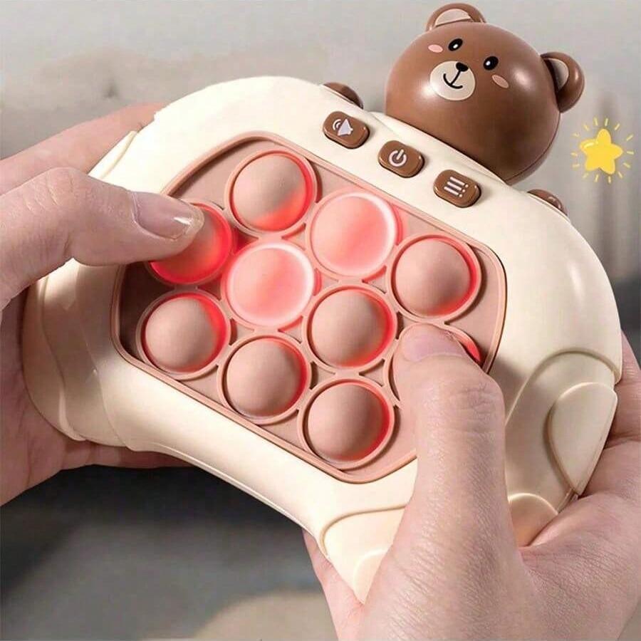 New Original Fast Press Game Machine Bear Fingertip Bubbles Electronic Jump Game 4 Modes Lightweight Stress Relief Fidget Toy Gift