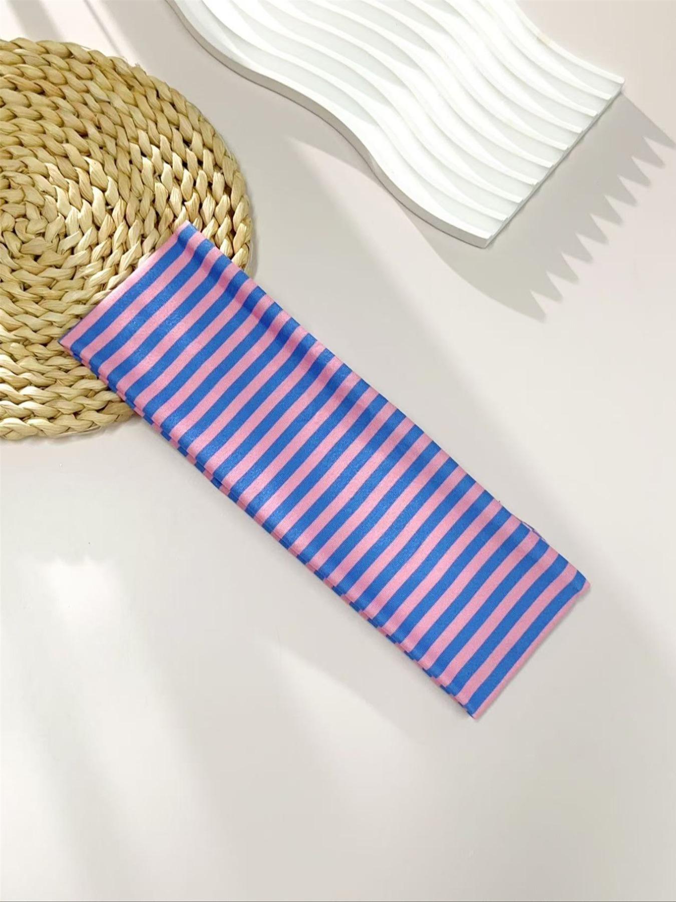 Women's Elegant Sweet Striped Printed Elastic Sports Headbands, Suitable for Daily Use, Yoga, Running, Sweat-Absorbing Hair Accessories, Workout Headband