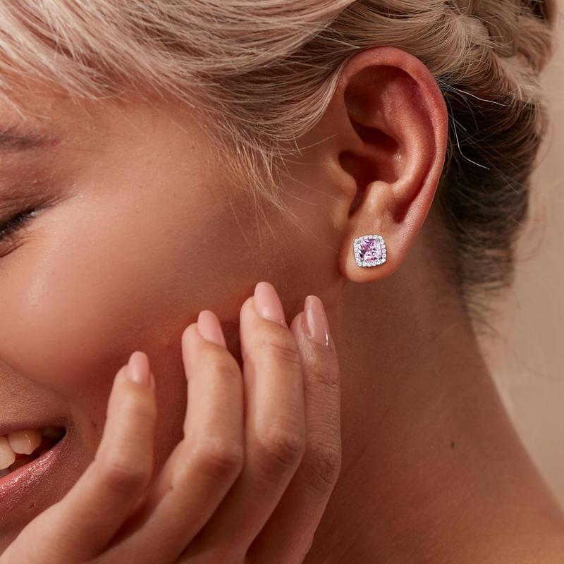 MILACOLATO Cubic Zirconia Stud Earrings Hypoallergenic 925 Sterling Silver Post Earrings Big Brilliant Stud Earrings for Women Men