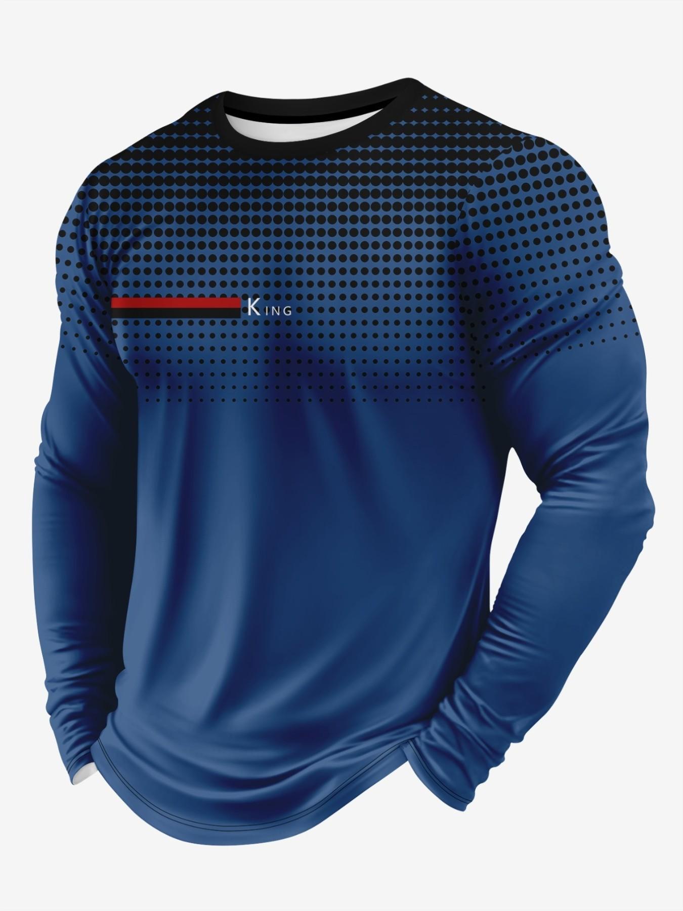 Men's Long Sleeve T-Shirt, Tops, Classic Workwear Style 3D Print, Sporty Casual Round Neck, Breathable Polyester Fabric, Slim Fit, Outdoor Comfort, Athletic Fitted Breathable, Casual Breathable Design