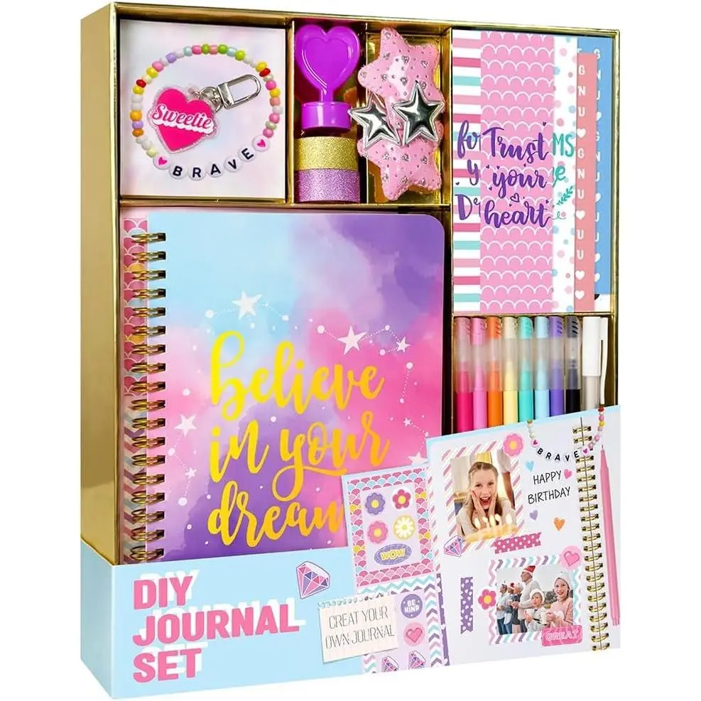 DIY Journal Kit for Girls - 200+PCS Teen Tween Girl Gifts Trendy Stuff, Stocking Stuffers, Scrapbook Supplies Stationery Set, Art Crafts Kit - Ideal Gifts for 8 9 10 11 12 13 14 Year Old Girl