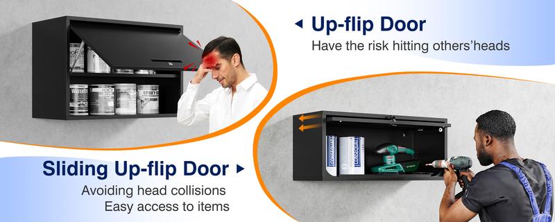 Yizosh Metal Garage Wall Cabinet with Doors, Wall Mounted Metal Storage Cabinet, Floating Garage Tool Cabinet for Garage, Basement, Kitchen, Warehouse ( 13.7" H)