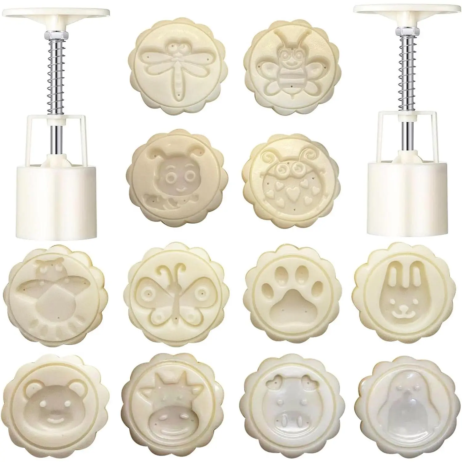 2 Set Mooncake Mould Press With 12  DIY Cookie Hand Decoration Mooncake Press Molds, Bath Bomb Mold Set for Cookie  Pastry Tool Moon Cake Maker Bath Bombs Press