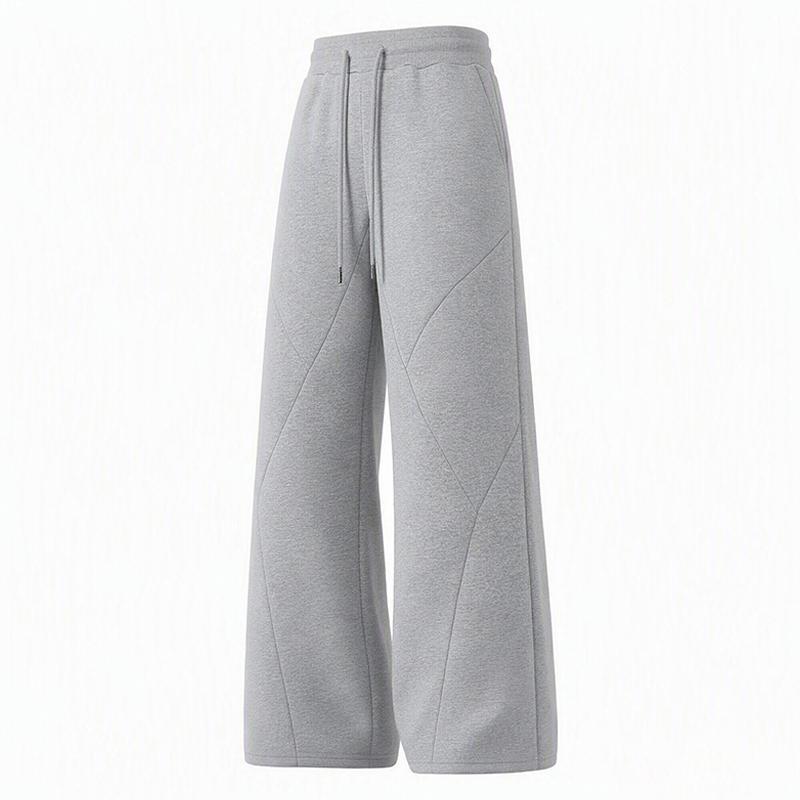 Men’s bestselling solid-color patchwork casual sweatpants for spring and autumn—loose, trendy, comfortable wide-leg pants with a drawstring; durable basic American straight-cut long pants, versatile for everyday commuting, street wear, and outings.