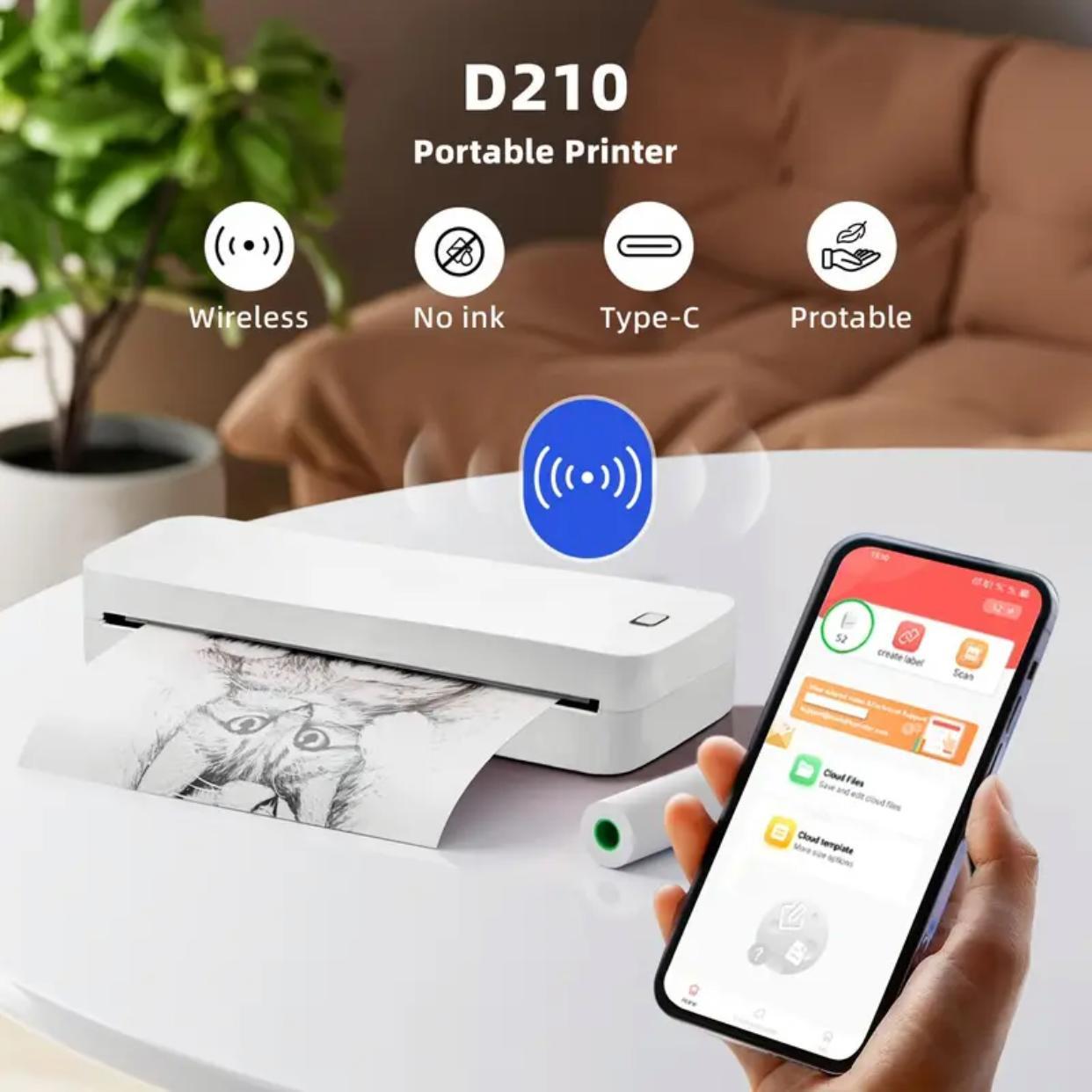 Christmas Gift, A4 Thermal Printer, Tattoo Paper Printer, Print Papers, Labels, Texts, Notebooks, Transfer Papers, Photos, Travel & Office Use, Portable Thermal Printer