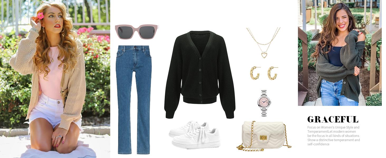 QUALFORT Women's Spring Cardigan Sweater 100% Cotton Button-Down Long Sleeve Oversized Knit Cardigans QUALFORT Women's Spring Cardigan Sweater 100% Cotton Button-Down Long Sleeve Oversized Knit Cardigans