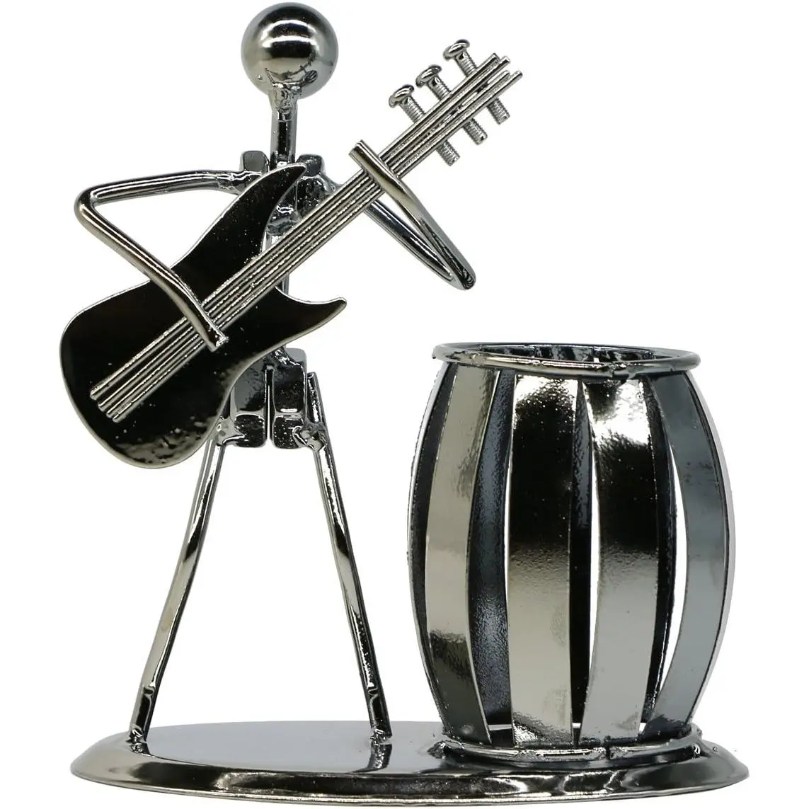 Pen Holder for Desk, Guitar Style Pencil Holder for Men Gifts, Cute Metal Pen Cup for Office Decor Desktop Organizer Desk Accessories