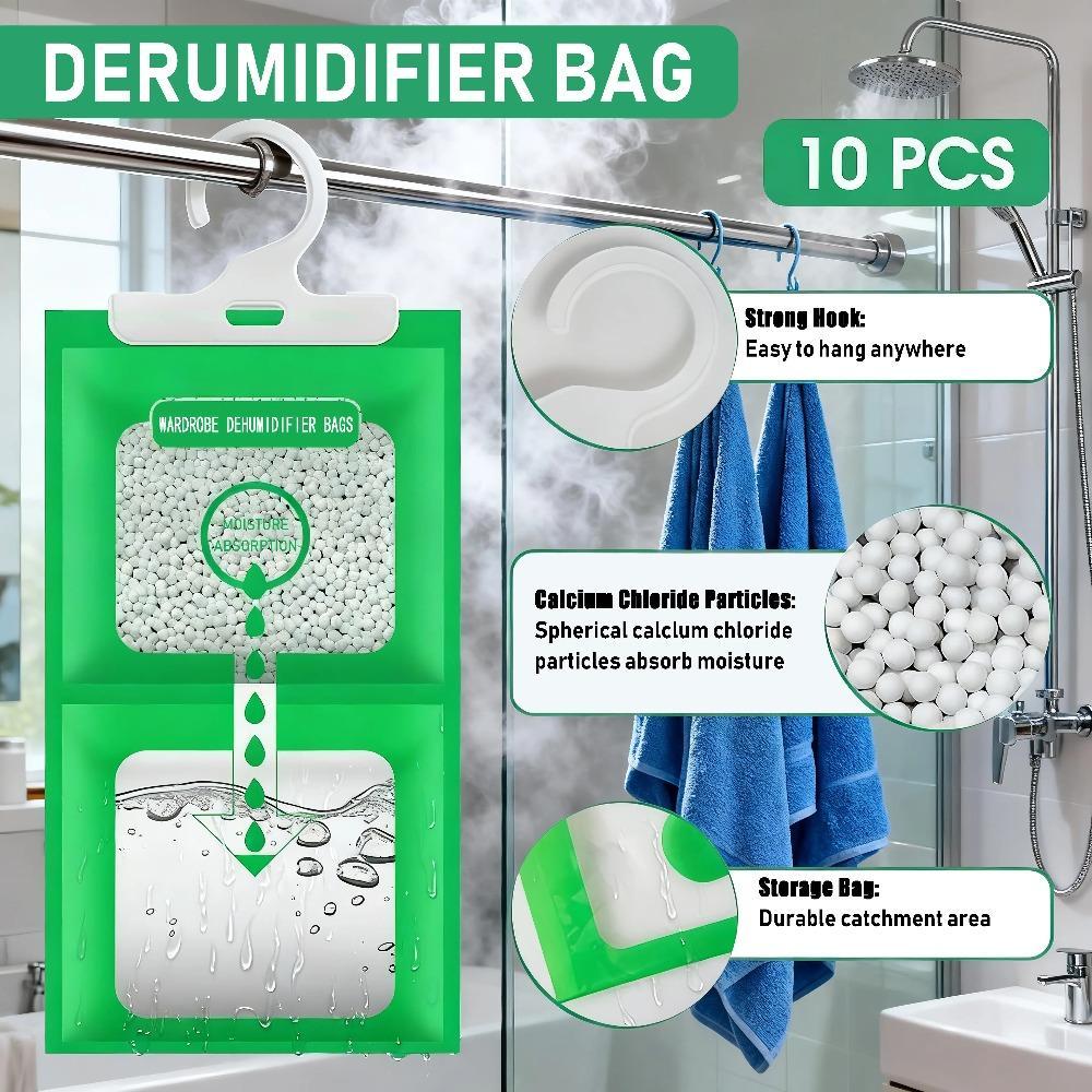 Moisture Absorbers 10 Pack Set, Hanging Closet Dehumidifier Bags, Humidity Packs, Desiccant, Closet Dehumidifiers With Fragrance Free