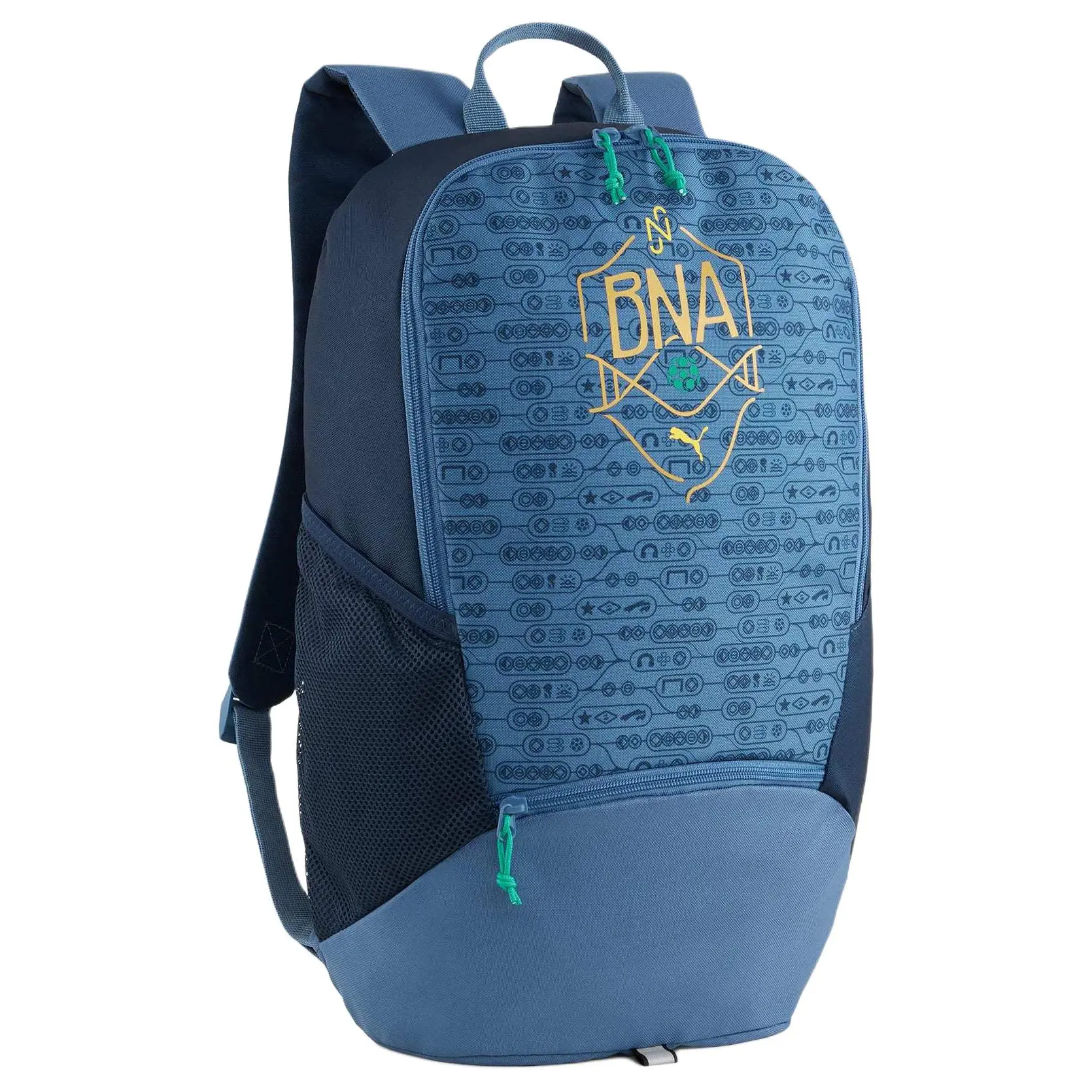 Puma Front-Logo Zippered Polyester Backpack for Men and Women, Casual Style in Nautical Blue