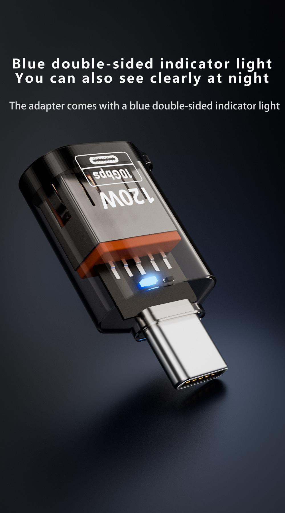 NNBILI 120W USB3.2/Gen2 Adapter Type C to USB Data Transfer OTG Adapter for iphone15 16 Samsung Mobile Phone Converter