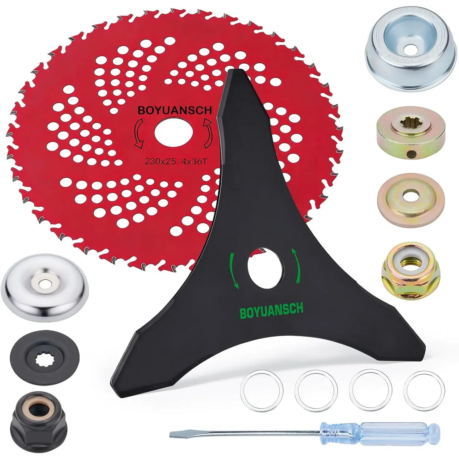 9" 36‑Tooth Weed Eater Blades & 10" 3‑Tooth Brush Blades, Weed Wacker Included, Brush Fits Most Straight Shaft Trimmers
