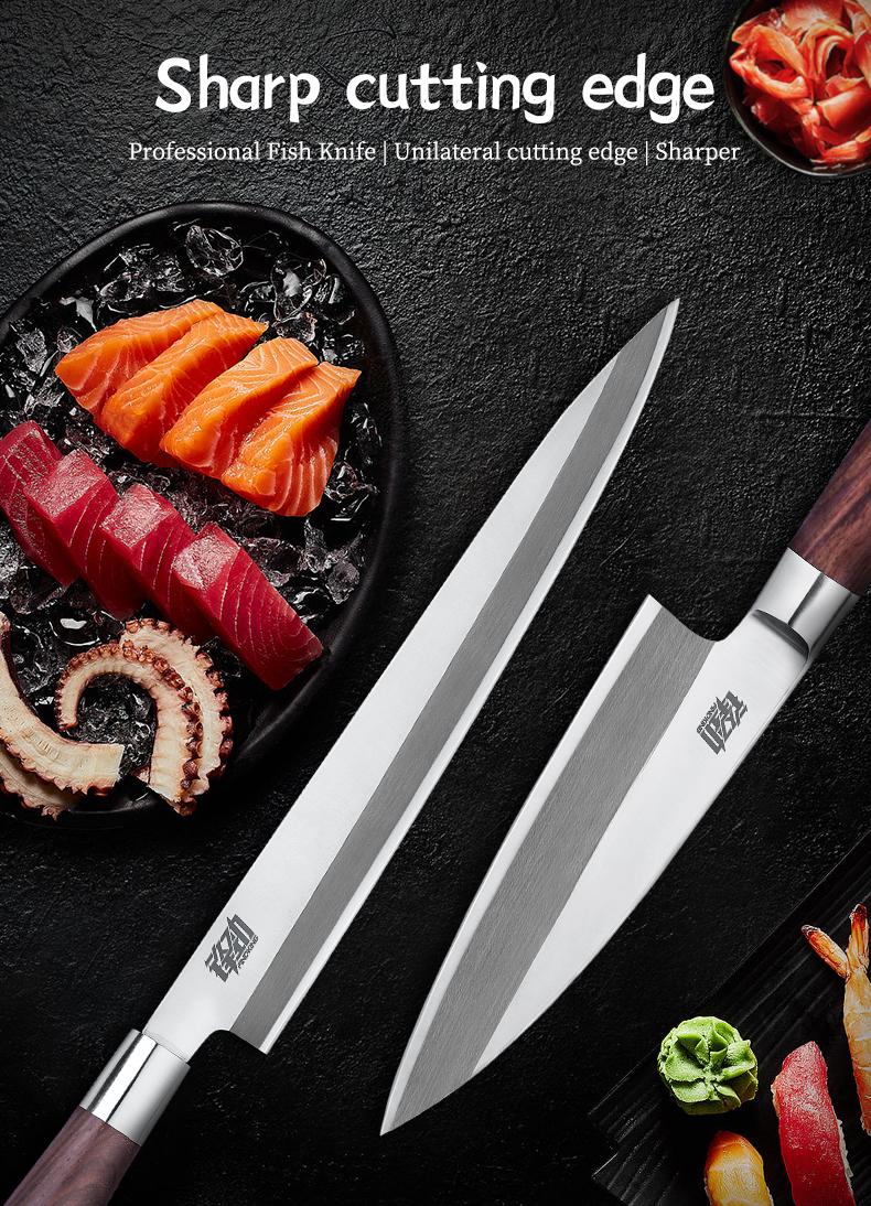 1 pc Japanese Yanagiba Knife Professional Deba Knife 16.5-24CM, 4-6mm Blade Thickness, Multi-purpose Sashimi Knife for Sushi and Fish Preparation