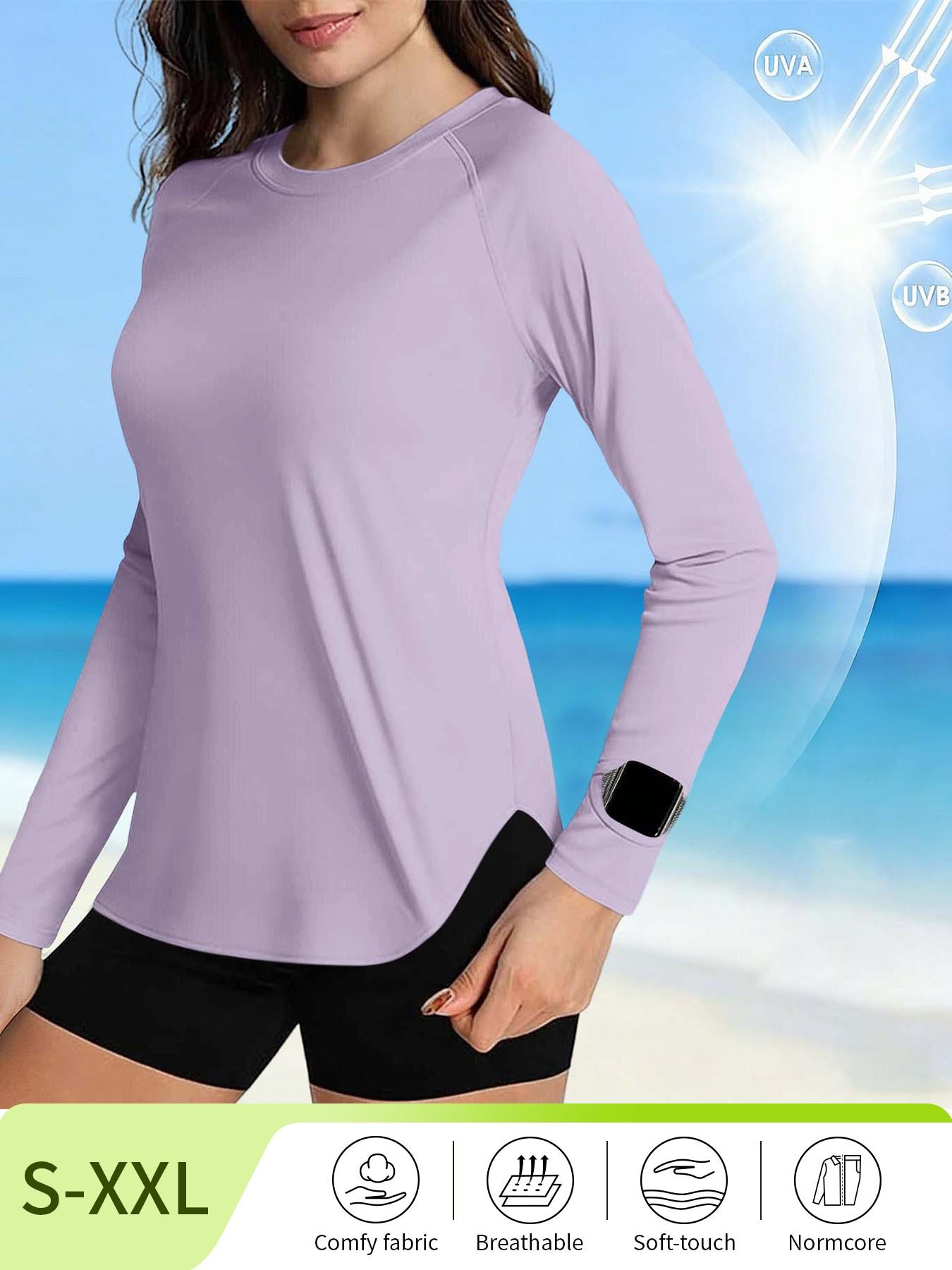 Women's Sun Protection Long Sleeve Athletic Tops, Anti-UV Quick Dry Lightweight Anti-Chafing Shirts, Outdoor Blouses for Hiking Travel & Workout