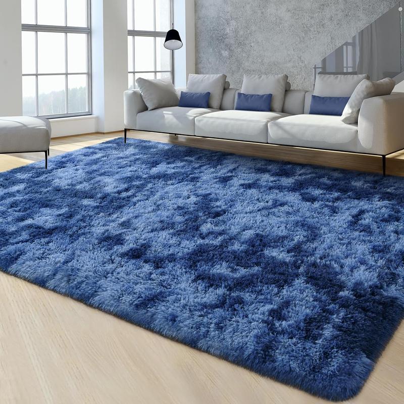 【Deals for You Days】Tie-Dyed Fluffy Shag Rug Area Rugs for Living Room Nursery Dorm Anti-Skid Soft Modern Plush Aesthetic Room Decor Floor Protection