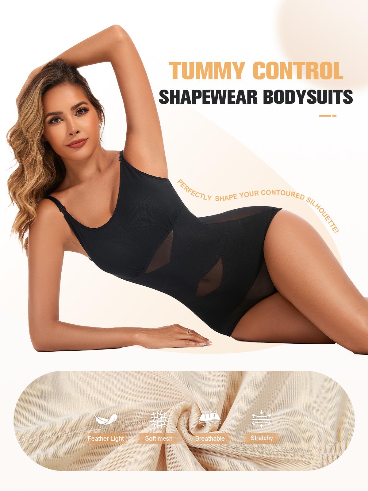 Women's 2026 Trendy Solid Hue Bodysuit Shapewear, Versatile Women's Stretch - to - fit Underwear, Shaping Lingerie with Abdomen - supporting & Hip - lifting Design, Black & Grey Womenswear Compression Faja Moldeadora Bandeau Sleeveless Corset