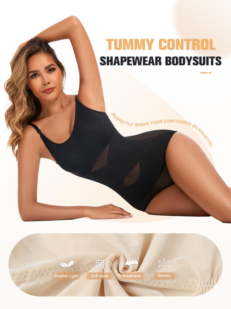 2026 Womenswear‘s Solid Color Bodysuit Shapewear, Women's Adaptive Underwear, Stretchy Lingerie, Shapewear with Abdominal Support and Hip Lifting Design Minimalist Black