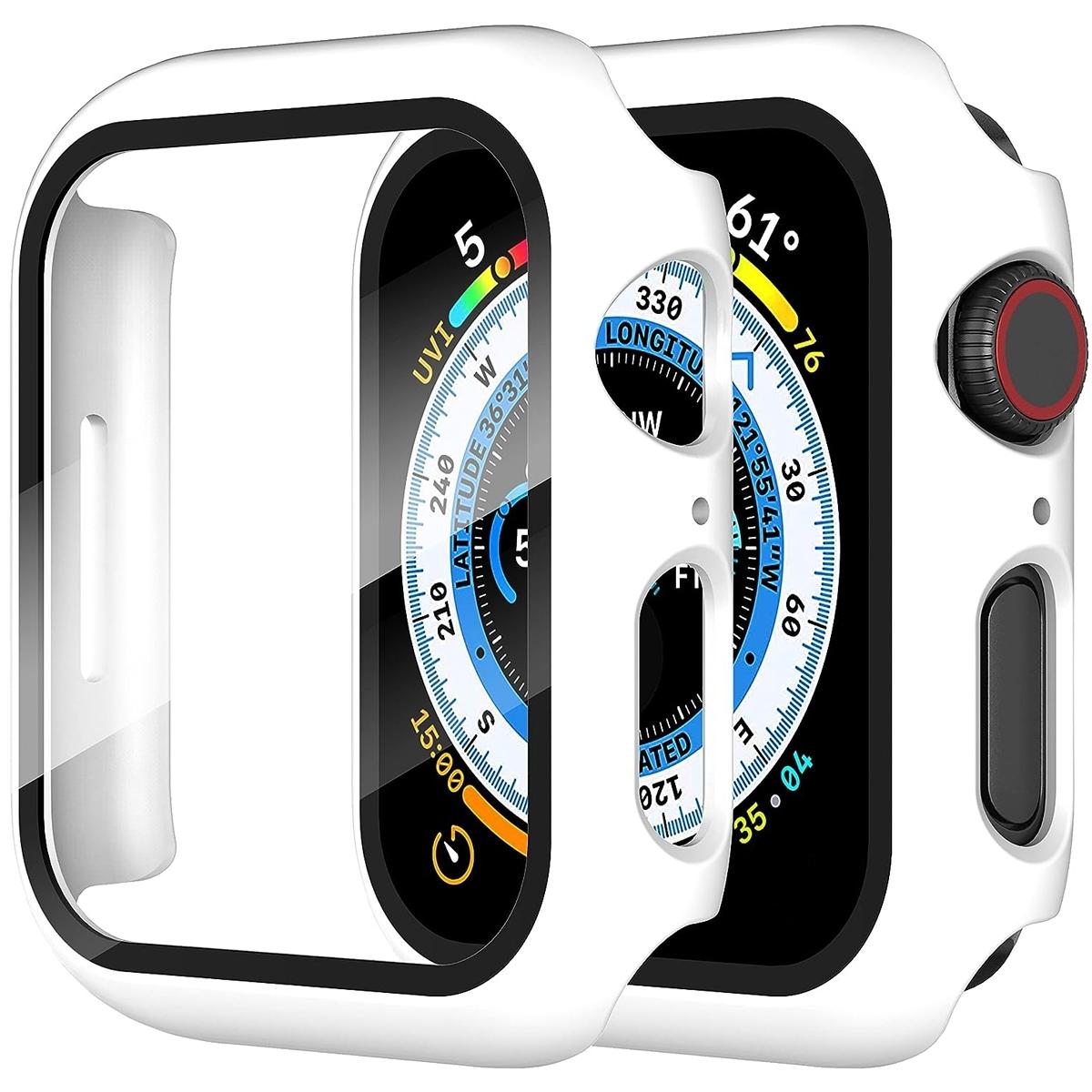 Built-In Tempered Glass Screen Protector, All-Around Hard PC Protective Watch Case Ultra-Thin Cover for Apple Watch Series Ultra/SE/11/10/9/8/7/6/5/4, 38/40/41/42/44/45/46/49 mm, Smart Watch Accessory, Smartwatch Accessories, Protection, Wearable