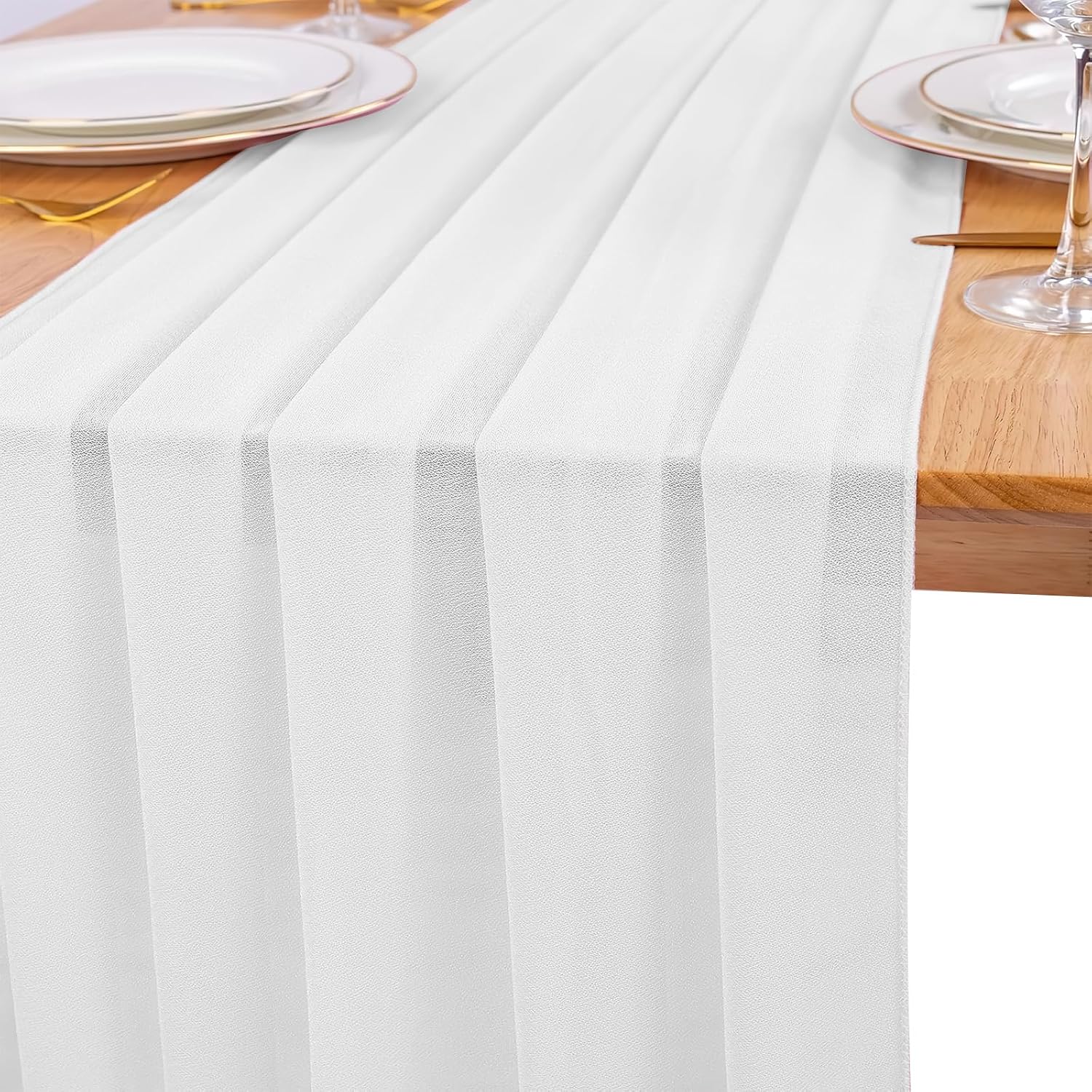 12 Pack White Table Runner 10ft Romantic Chiffon Table Runner for Wedding  Shower and Birthday Party Cake Table Decorations(120 x 12 in)