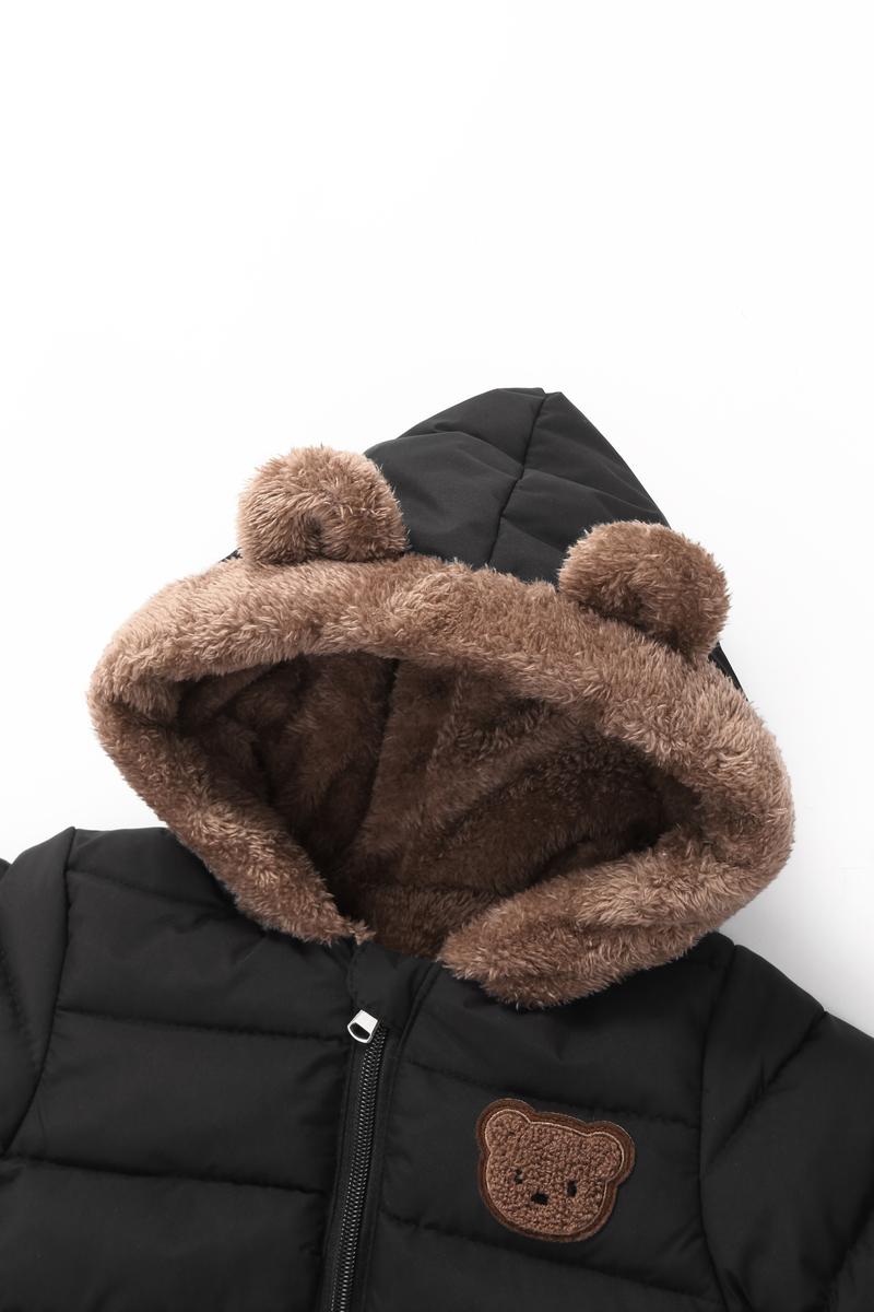 Cute Bear Thickened Warm Baby Winter One-Piece, Outdoor Snowsuit, Casual Fashion, All-Match, Halloween Thanksgiving Christmas Gift