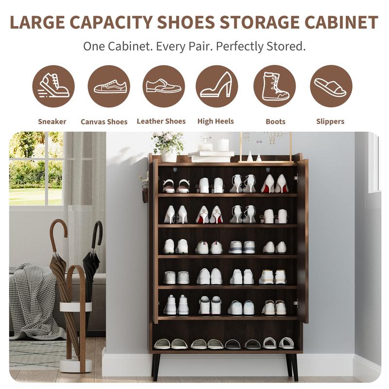 Shoe Cabinet，Large Shoe Cabinet with Doors,Adjustable Shelves, Shoe Organizer with Doors for Hallway, Entryway, Living Room