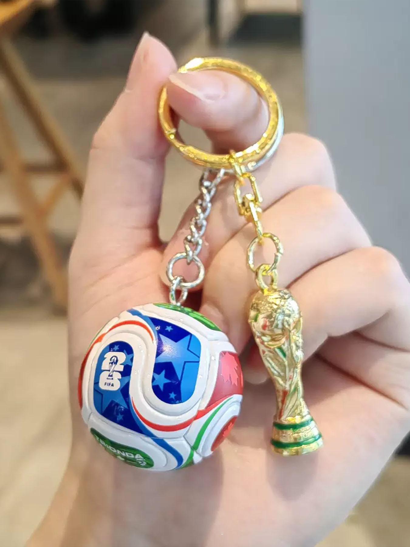 Football Keychain Pendant, Detailed Trophy Decoration, 2026 Usa Canada Mexico World Cup Memorial Gift, Unisex Present, Stylish Keychain