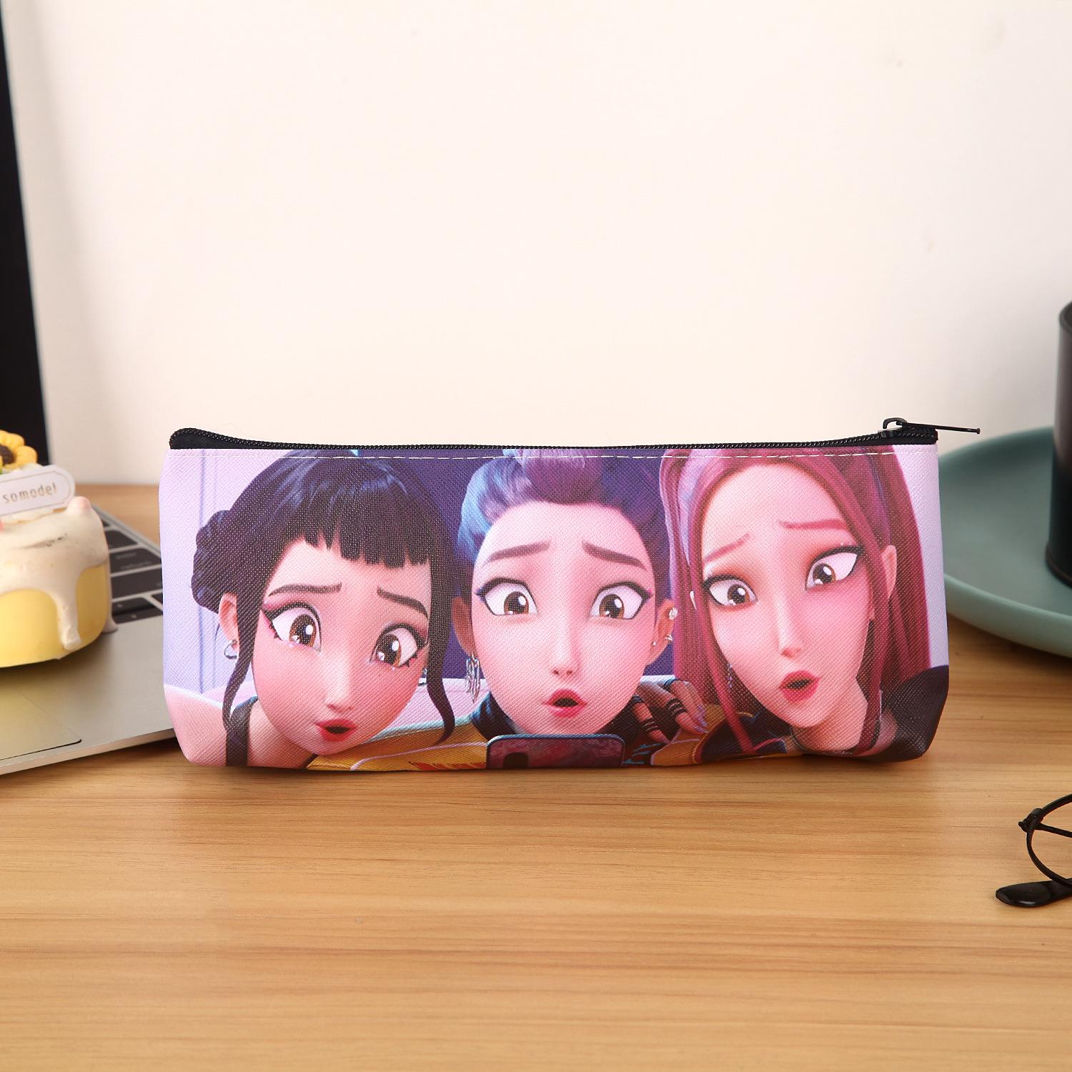 Kpop Hunter Girl Group Pencil Case, Cute Student Large Capacity Stationery Bag, PU Single Layer Storage Bag, School Supplies Organizer