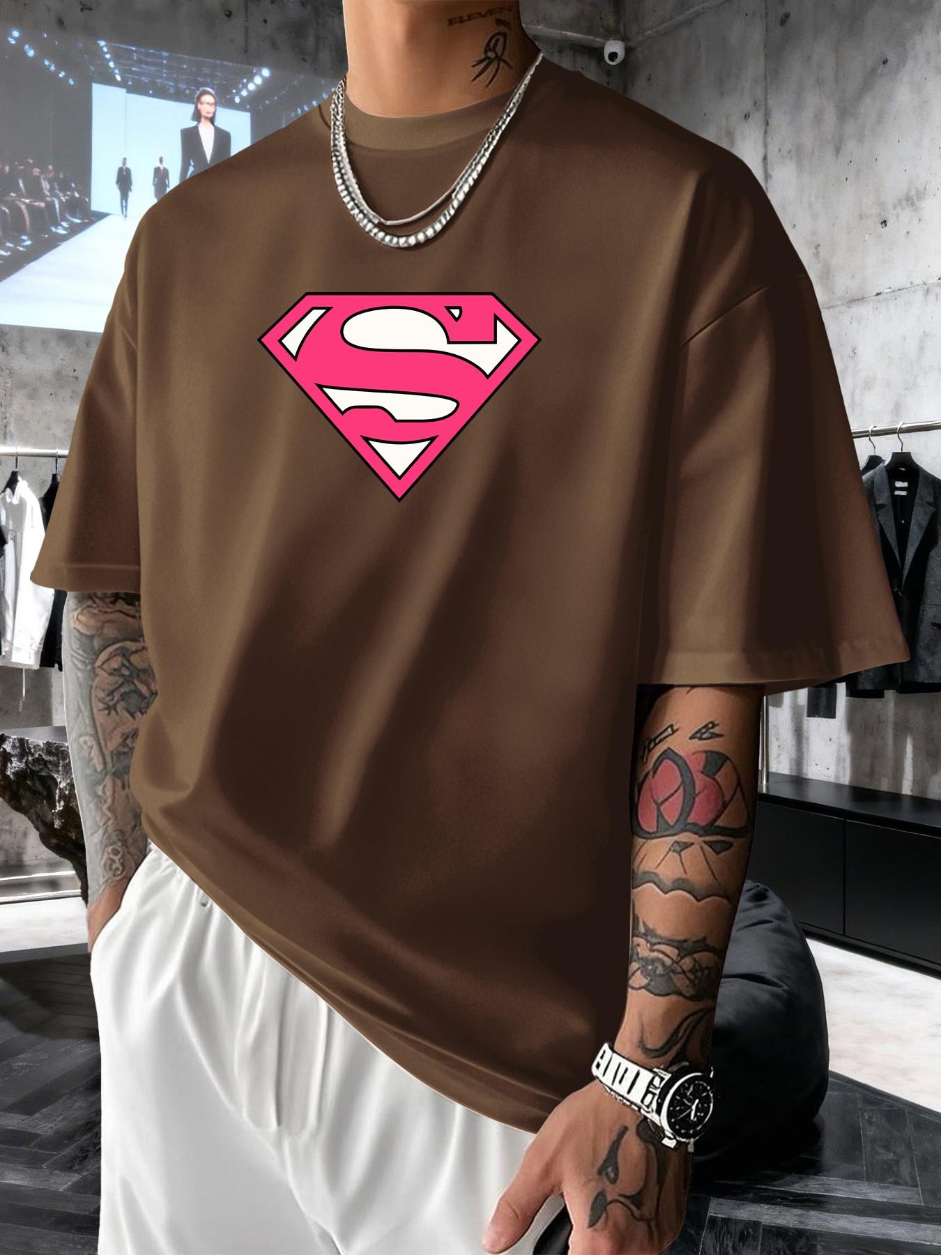 Superman S Classic Logo Men's Fashion Short Sleeve Round Neck Casual Summer T-Shirt, Suitable for Daily Wear