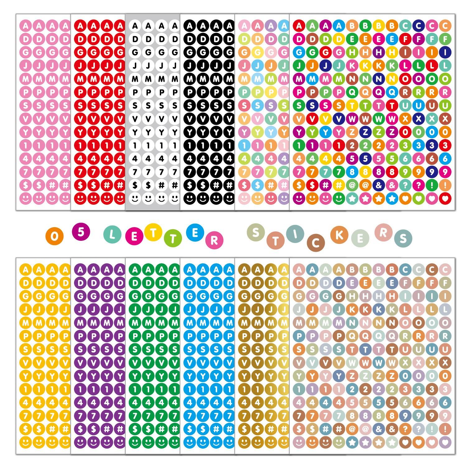 Colorful Round Alphabet Stickers Set, 6 Sheets/sheet, Waterproof 0.5-Inch Letters & Numbers, Ideal for Scrapbooking, Journaling, DIY Projects