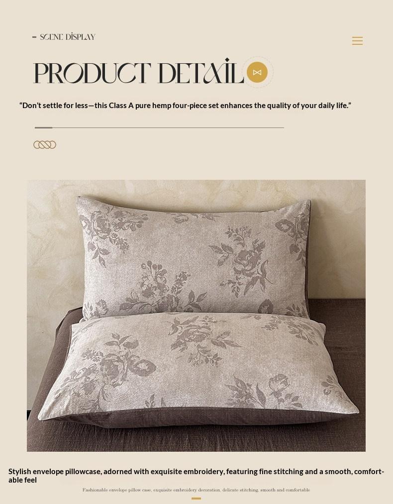 4pcs Vintage Linen Bedding Set, Dual Layer Mesh Bed Sheet and Duvet Cover, All-Season Universal Bedding, Comfy Bedding Sets, Comfortable and Stylish