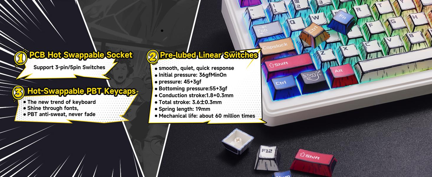 AULA F99 Wireless Mechanical Gaming Custom Keyboard, Full Size Numpad Tri-Mode BT5.0/2.4GHz/USB-C Gasket Hot Swappable, Pre-lubed Linear Switches, RGB Backlit Keyboard for Bluetooth Office Computer rainbow backlit Purple Creamy Budget Keyboard AULA F99 Wireless Mechanical Gaming Custom Keyboard, Full Size Numpad Tri-Mode BT5.0/2.4GHz/USB-C Gasket Hot Swappable, Pre-lubed Linear Switches, RGB Backlit Keyboard for Bluetooth Office Computer rainbow backlit Purple Creamy Budget Keyboard