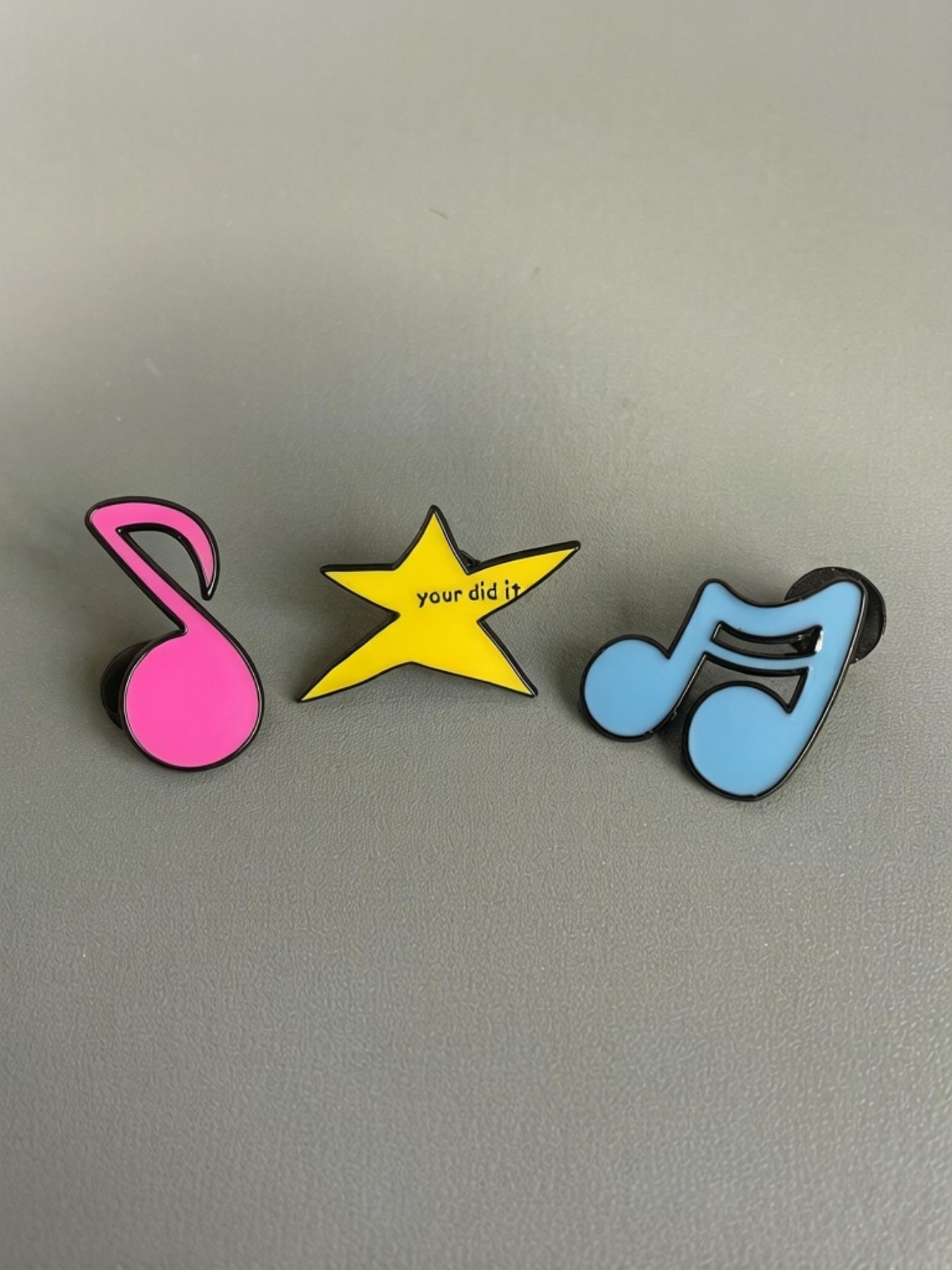 3-Pack Inspirational Enamel Pins, Alloy Lapel Pins, Japanese Style Badge, Mini Collar Pins, Versatile Fashion Accessories